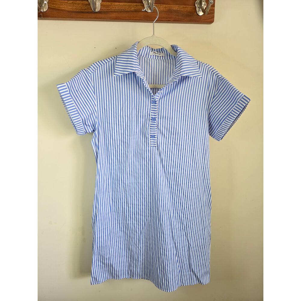 Zeagoo Seersucker Shirt Dress – Size Small, Button Down w/ Pockets